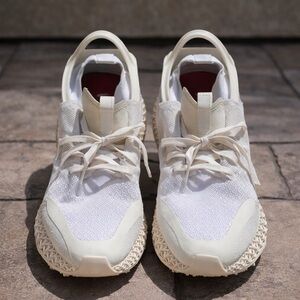 Y-3 Adidas 4D Runner White Cream Sneakers Yohji Yamamoto Futuristic- Size 10.5